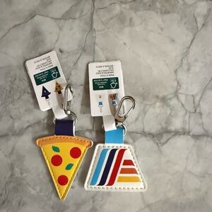 ALDI Quarter Holder Vibrant Pizza and Stripes Keychain Set - sold as a pair.